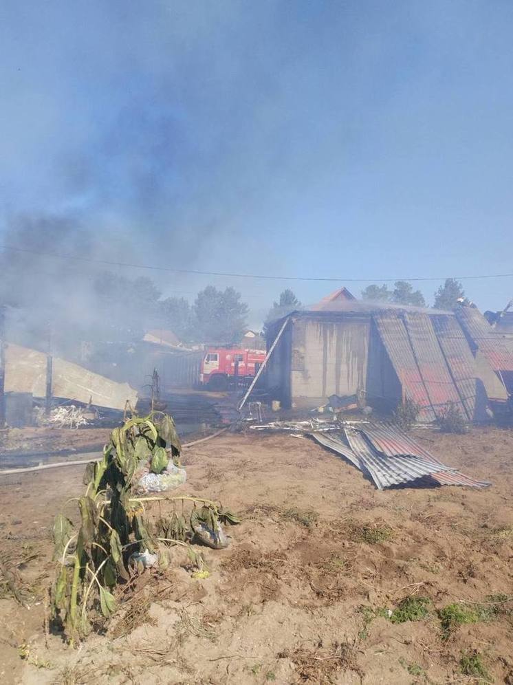 В селе Бурятии в пожаре сгорели 7 кур, 2 автомобиля и надворные постройки