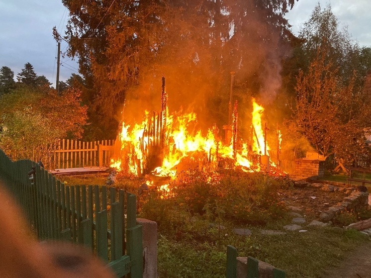 Огнеборцы потушили пожар в доме с газовым баллоном в Карелии