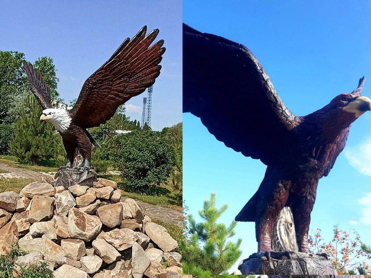 В Курчатове перекрасили скульптуру орла из-за сходства с символом США