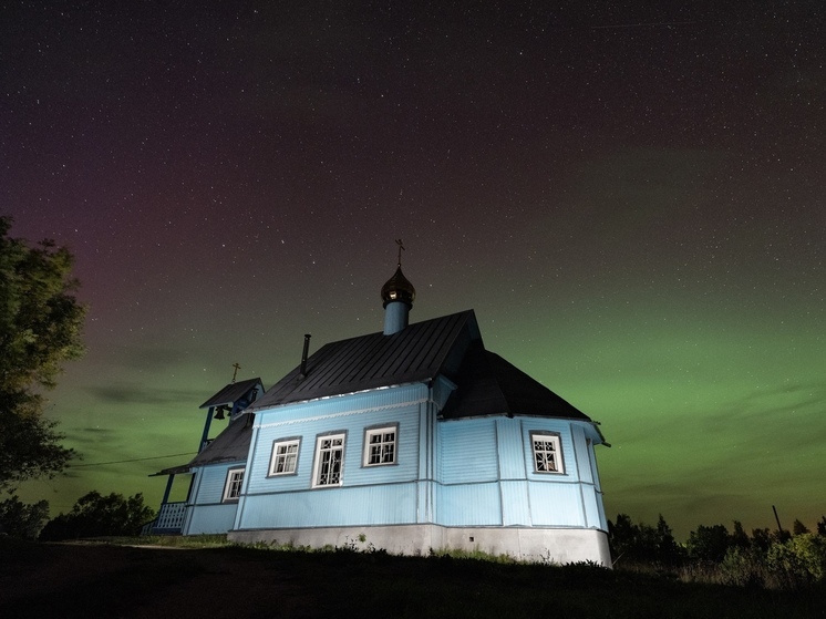 Яркое северное сияние запечатлел астроном-любитель в Псковской области