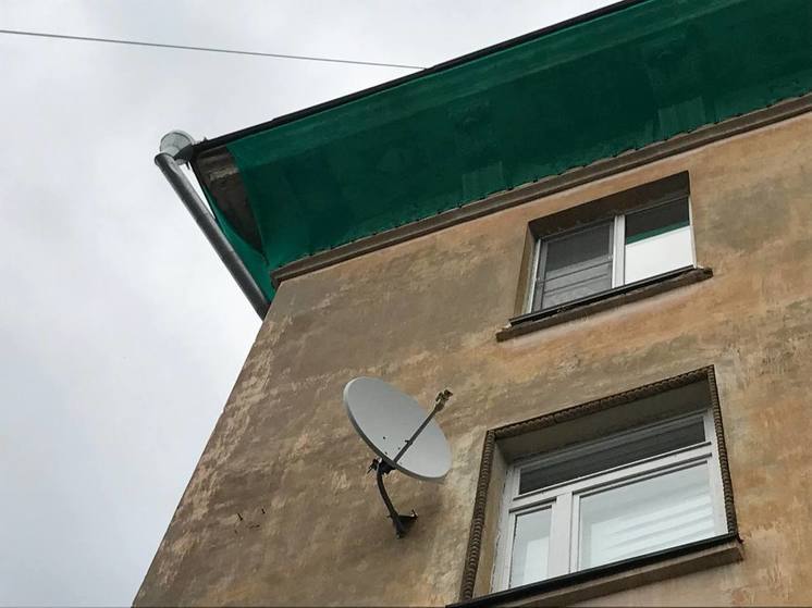 Коммунальщики закрыли сеткой падающую лепнину в центре Петрозаводска