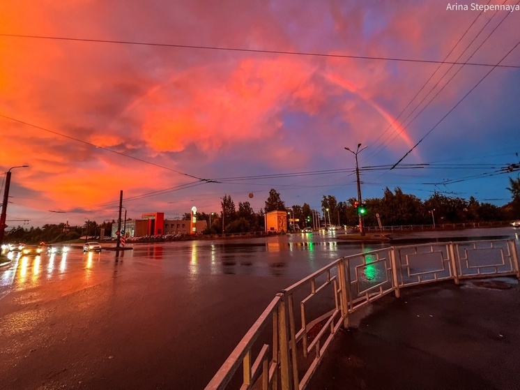 Шторм в Петрозаводске закончился радугой