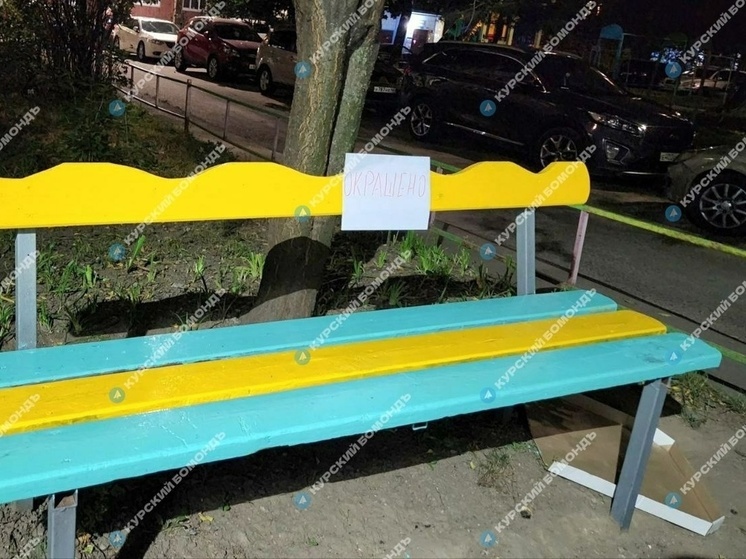 В Курске недавно покрашенная лавка стала предметом политических споров