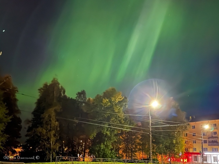 Северное сияние вновь украсило небо над Петрозаводском