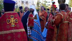 В Волгограде на видео сняли встречу мощей святого Георгия Победоносца