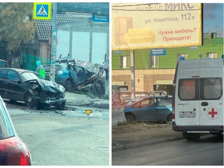 В Новосибирске «Хонда» врезалась в «Мерседес» на Бориса Богаткова