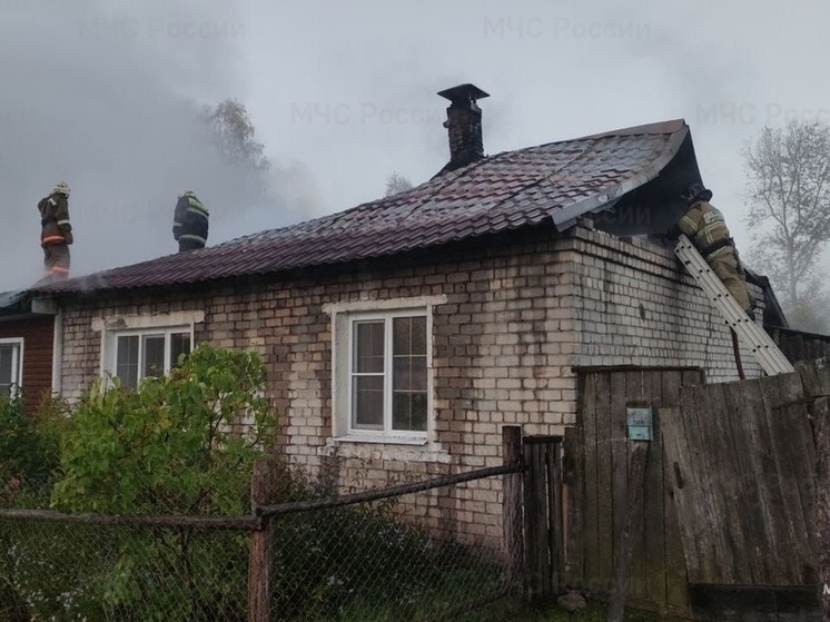 Под Ковровом тушили крупный пожар в частном доме