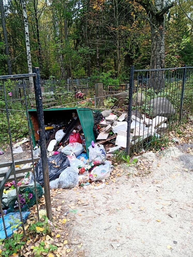 Жители Кондопоги устроили свалку мусора на кладбище