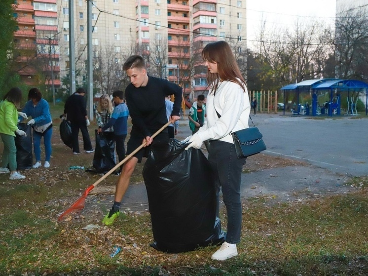 На Московской в Липецке прошел детский субботник