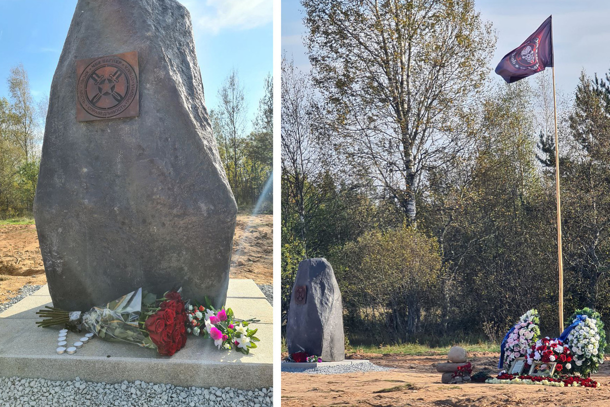 A rock monument was erected at the site of Prigozhin’s death