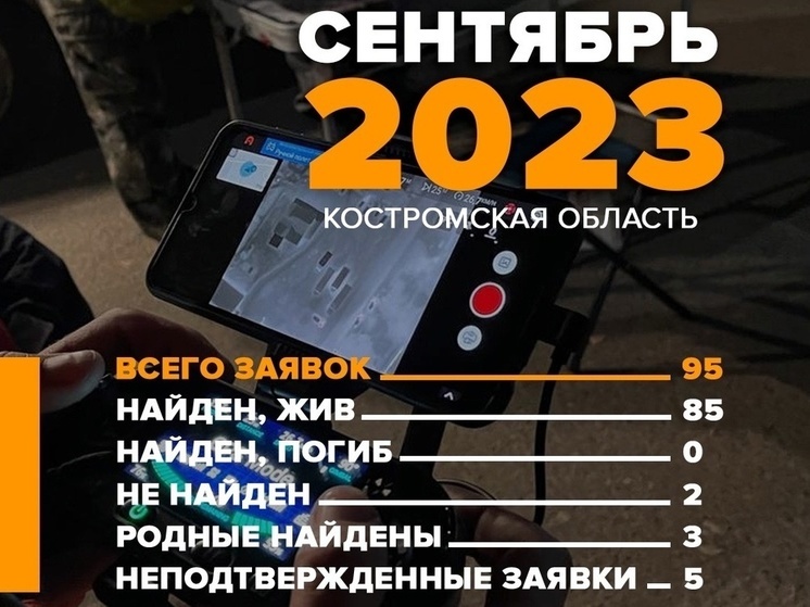 В Костромской области в сентябре были организованы поиски 95 человек