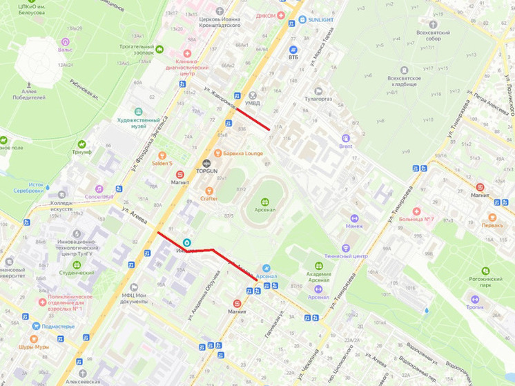 В Туле ограничат движение на улицах Жаворонкова и Агеева