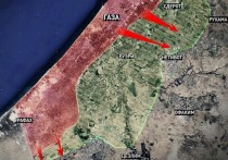 Телеграм-канал "Военная хроника" опубликовал анимированную карту, которая показывает по каким направлениям боевики ХАМАС предприняли сегодня атаку на территорию Израиля