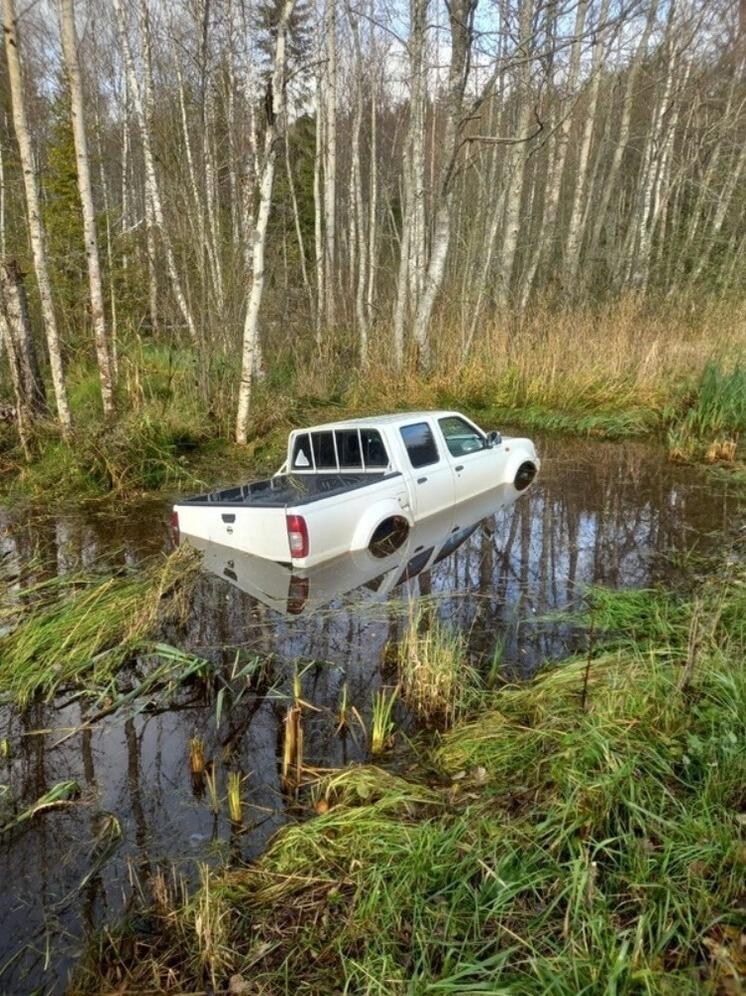 Спасатели вытащили автомобиль из болота в Карелии