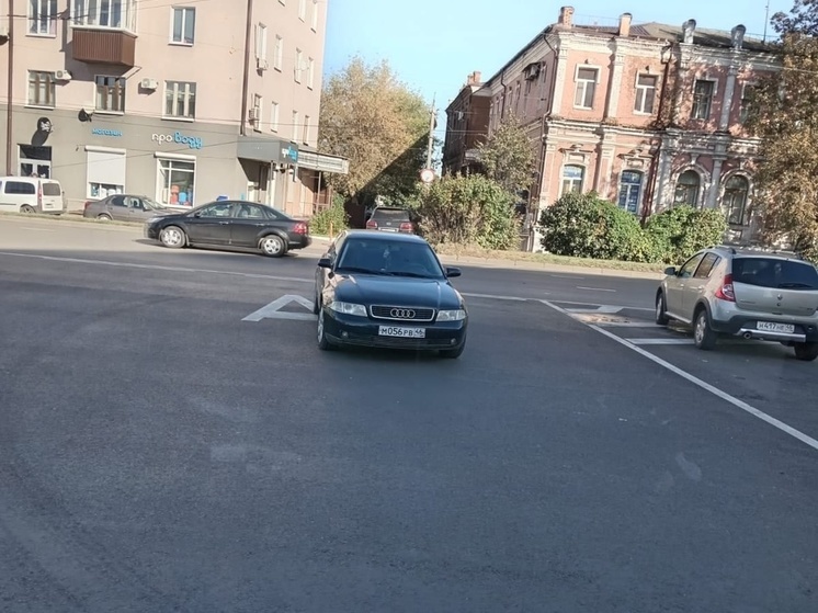 В Курске автохам припарковался на полосе для общественного транспорта