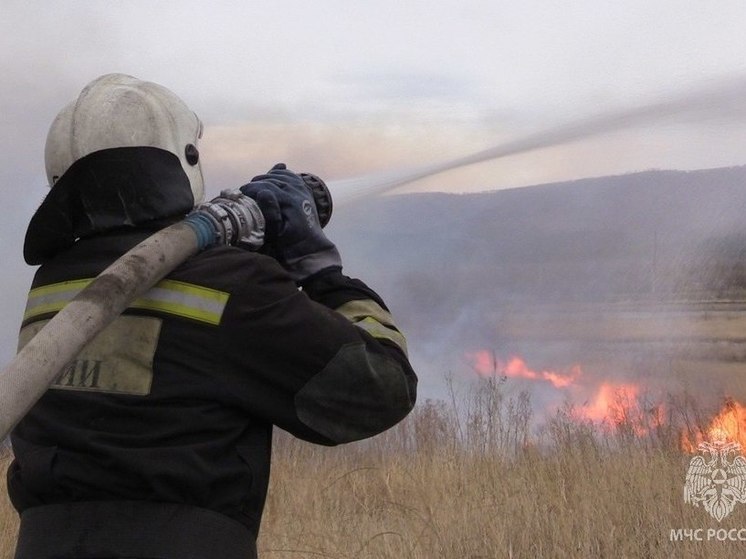 Крупный степной пожар повернул в сторону села Цугол в Забайкалье