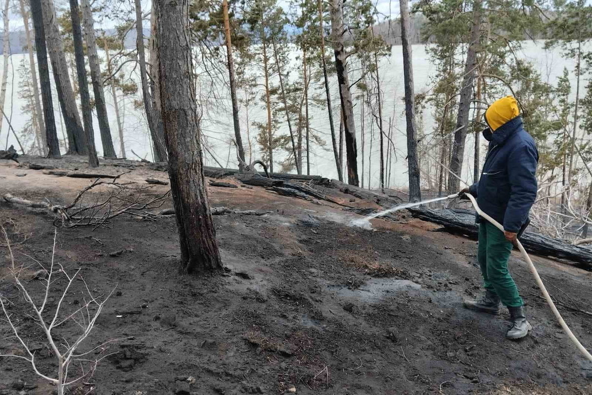В Прибайкальском районе Бурятии продолжают тушить лесной пожар