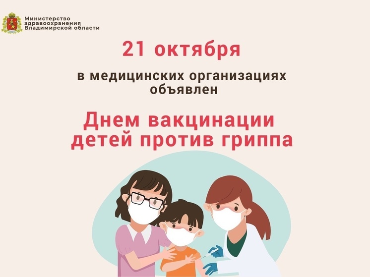 Во Владимире 21 октября пройдет днем вакцинации детей против гриппа