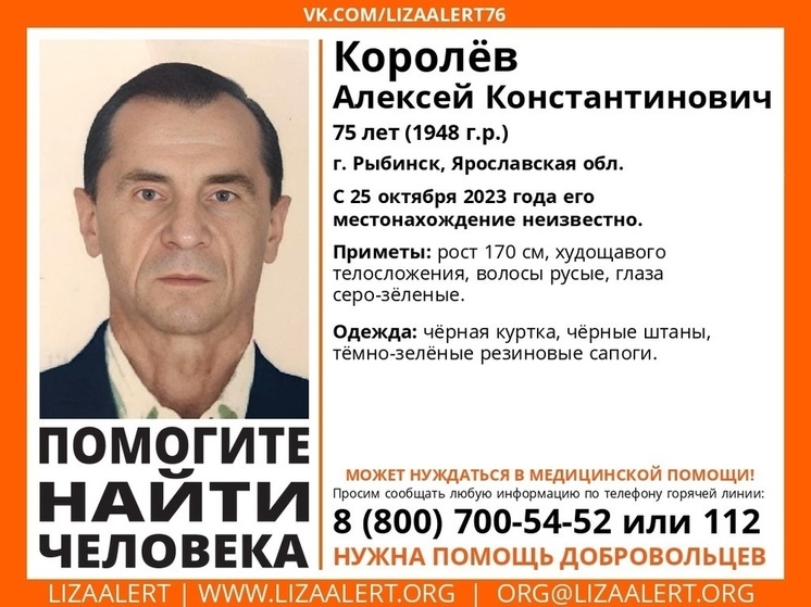 В Рыбинске несколько дней не могут найти пожилого мужчину