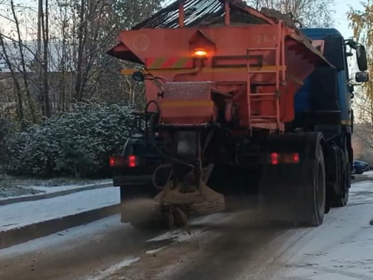 Дороги Петрозаводска начали посыпать пескосоляной смесью