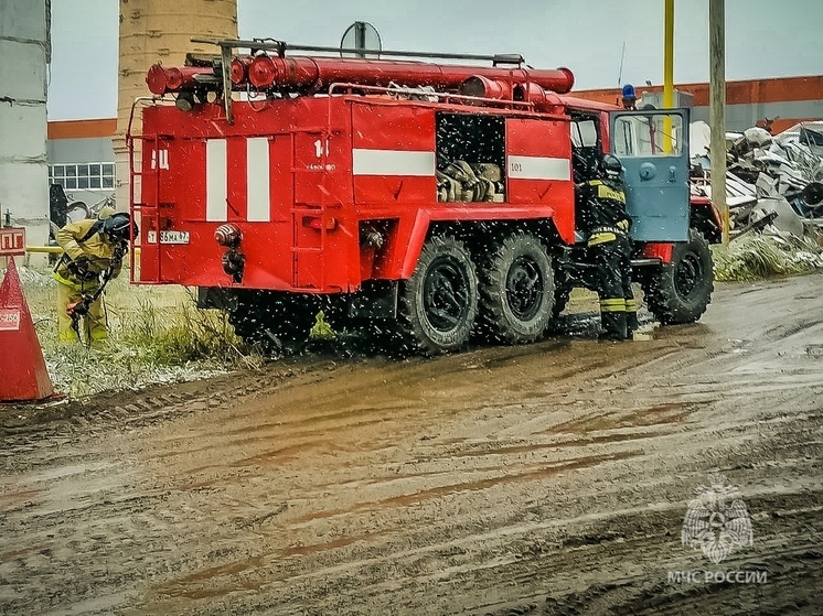 Смоленские пожарные тушили условный пожар на деревообрабатывающем комбинате