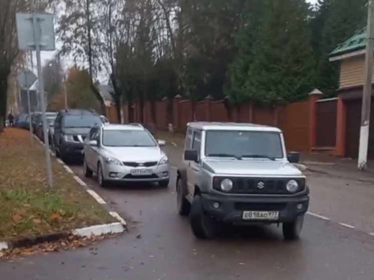 Автолюбительница в Дмитрове припарковалась прямо на проезжей части