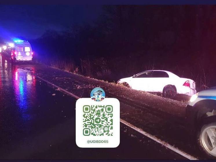 Водитель Toyota Corolla вылетел в кювет на дороге Южно-Сахалинск — Холмск