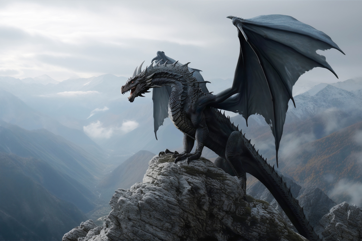 Стол года дракона 2024. Горный дракон. Дракон в горах. Дракон на горе. Дракон на рассвете.