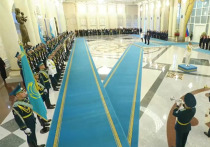 Церемония торжественной встречи Владимира Путина, прибывшего в Казахстан с официальным визитом, прошла в резиденции Акорда