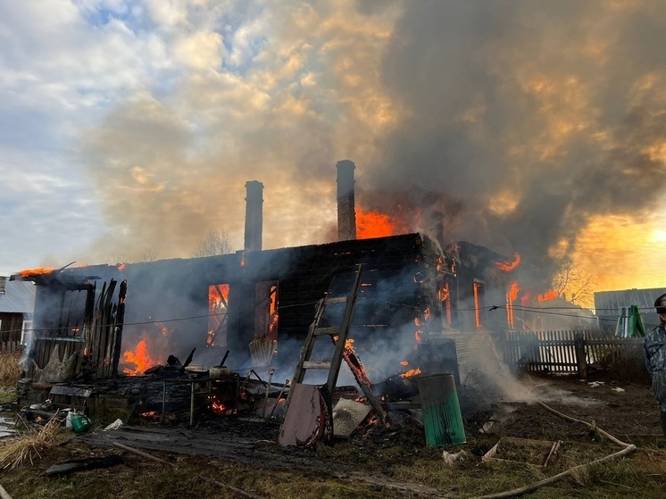 Жильцов в противогазах эвакуировали из горящего дома в поселке Карелии