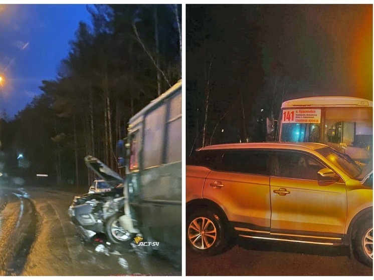 В Новосибирске двое пассажиров пострадали при столкновении автобуса с иномаркой