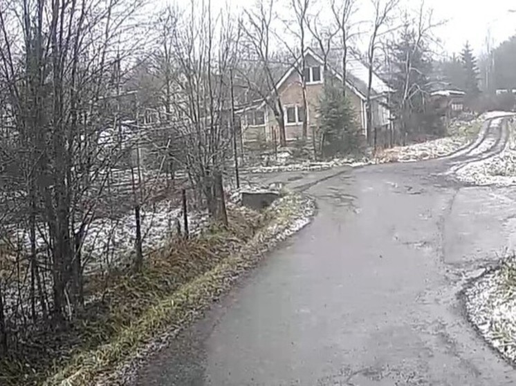 На западе Подмосковья в 10 км от Волоколамска пошел снег