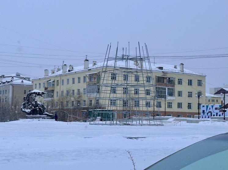 В Якутске на площадях началась установка первых новогодних елок
