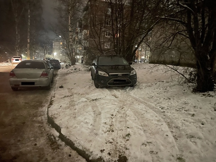 Автомобилист в Петрозаводске оставил свою машину прямо на газоне