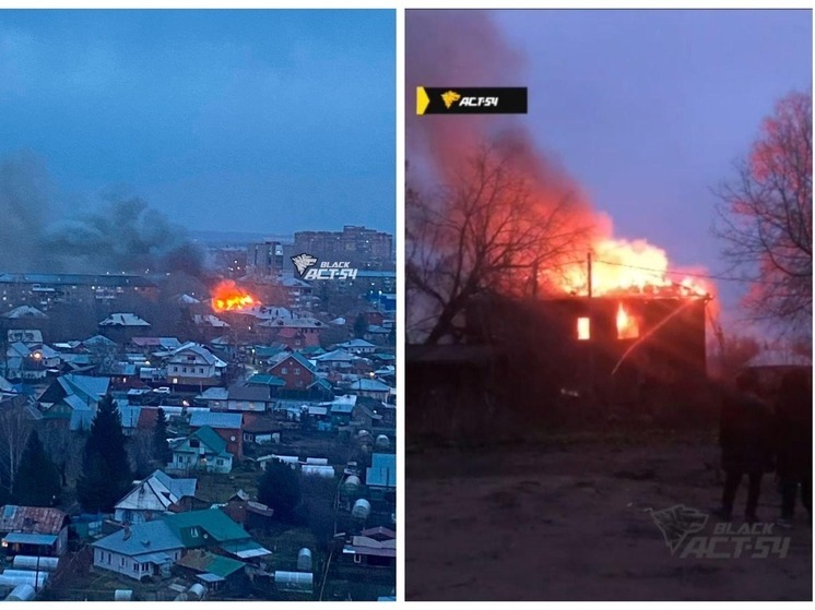 В Новосибирске сгорел нежилой двухэтажный барак на Коммунстроевской