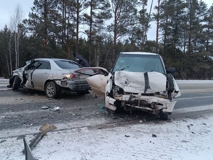 Водители Toyota Corolla и Nissan Serena пострадали в лобовом столкновении в Томском районе