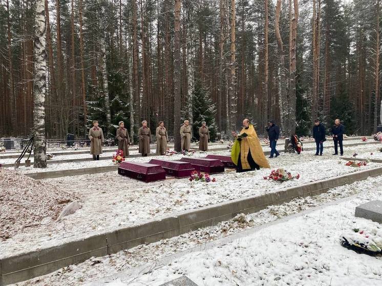В селе Алеховщина перезахоронили останки 55 красноармейцев