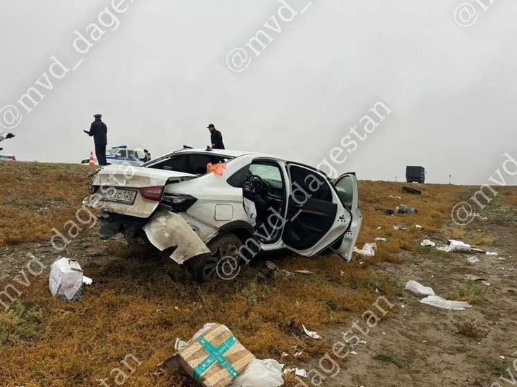 Автомобиль в Дагестане опрокинулся в кювет
