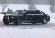 Автомобилю «Аурус» Владимира Путина пришлось преодолеть сугробы, чтобы доставить президента на саммит ОДКБ в Минске