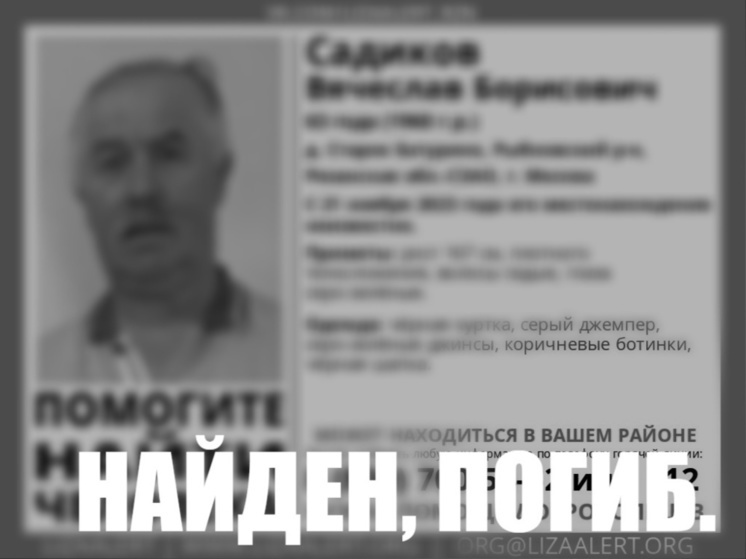 Пропавшего под Рязанью 63-летнего мужчину нашли мёртвым