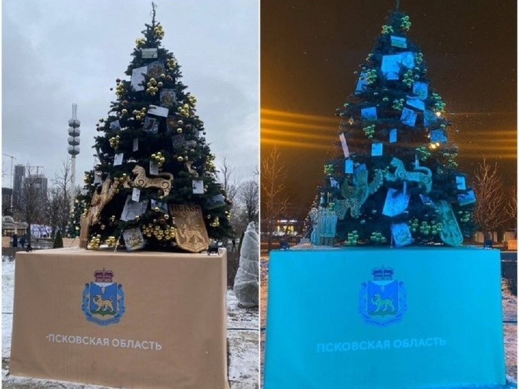 Псковскую новогоднюю ель с игрушками от местных мастеров установили на ВДНХ в столице