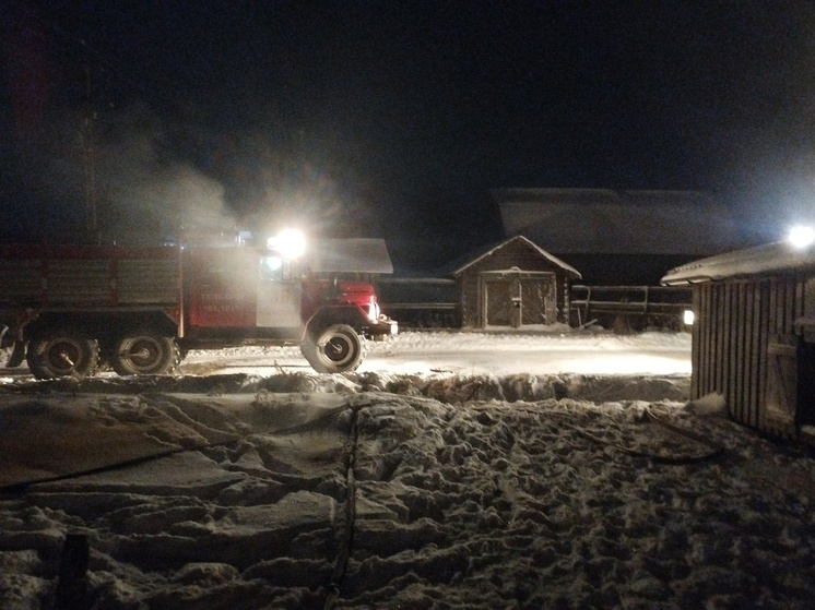 Десять пожарных тушили загоревшийся в поселке Карелии жилой дом