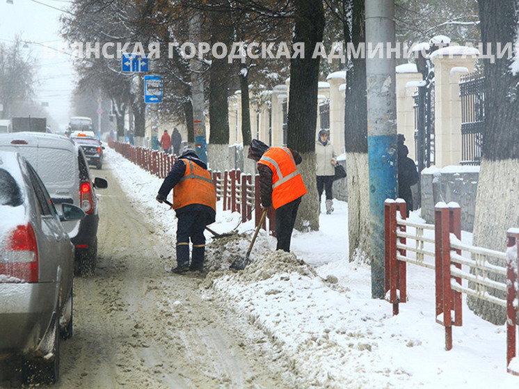 Припаркованные вдоль дорог машины мешают расчистке Брянска от снега