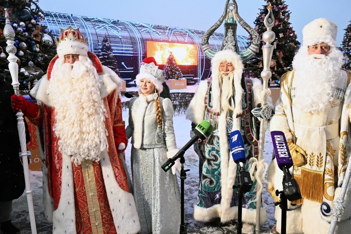 Костромская Снегурочка и многонациональные Деды Морозы зажгли новогодние огни на аллее ВДНХ