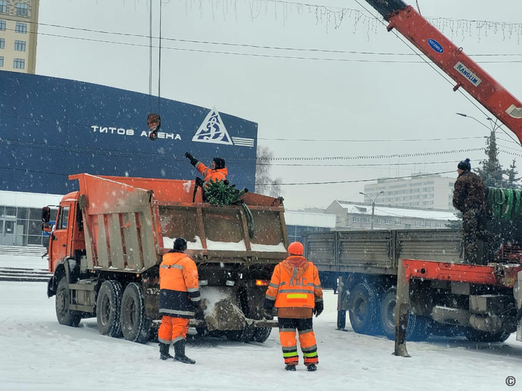 На площади Сахарова в Барнауле начали строить новогодний городок