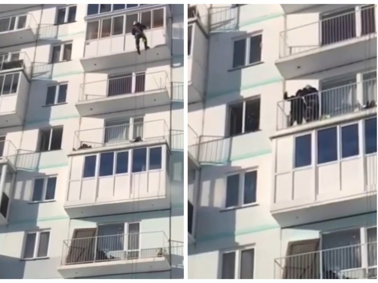 В Новосибирске спасатели сняли с балкона высотки мужчину с ножом