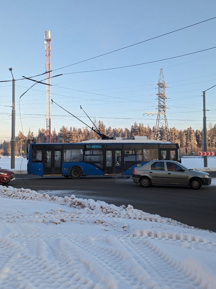 Троллейбус сошел с пути и оборвал провода в Петрозаводске