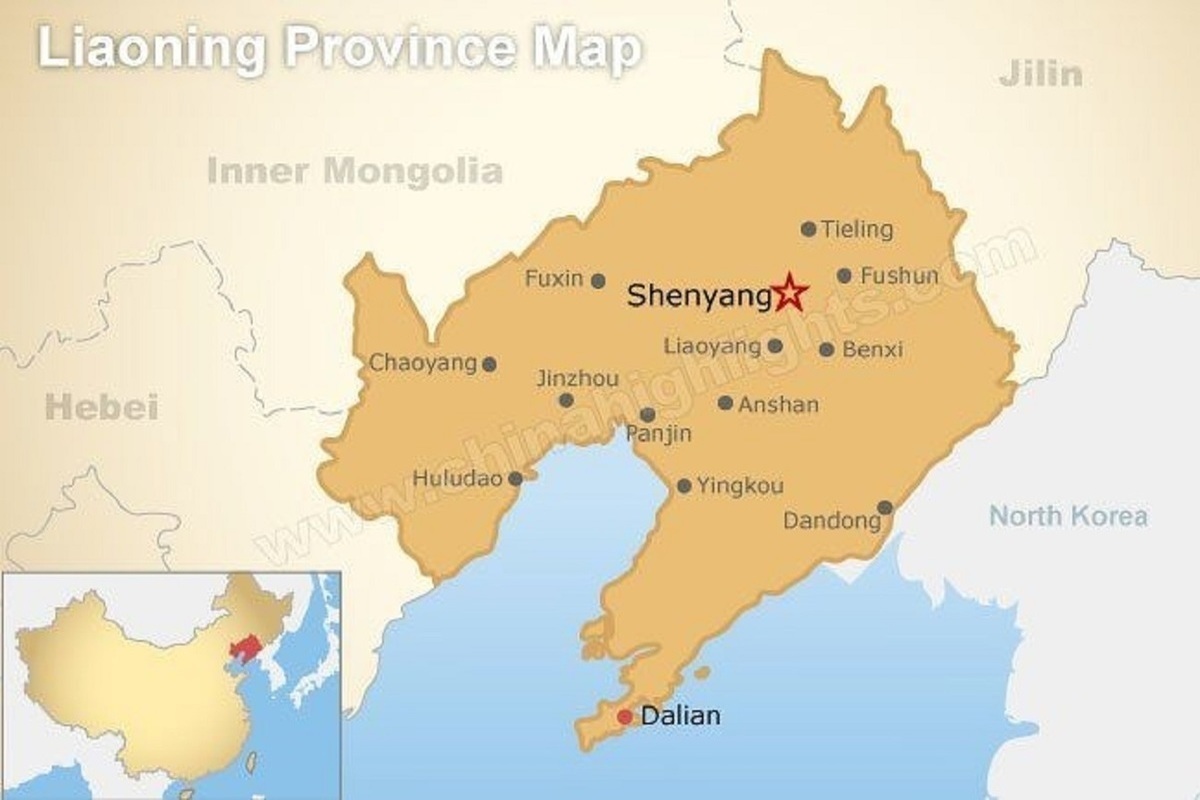 Округ в провинции ляонин 5 букв. Провинция Ляонин на карте Китая. Провинция Ляонин на карте. Ляонин Китай на карте. Шэньян провинция Ляонин.