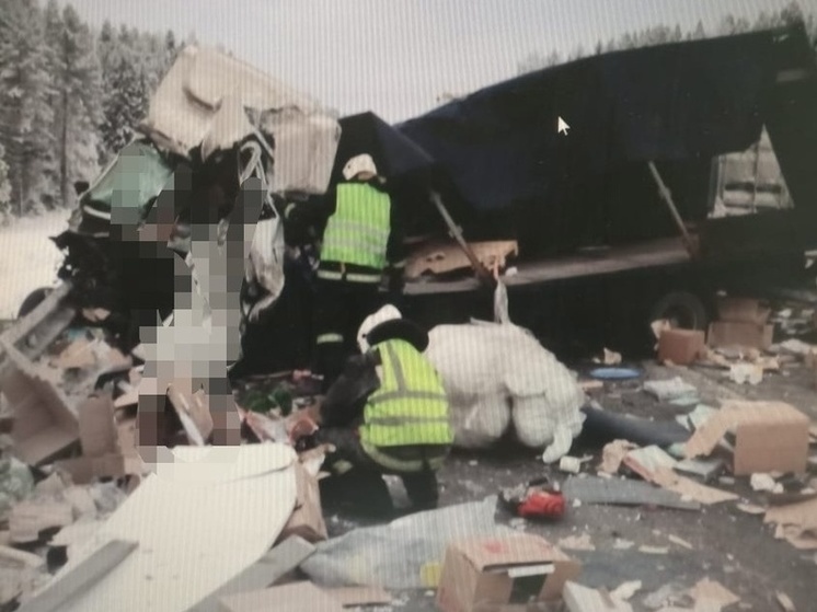 Разбитые фуры и легковушку убрали с трассы Кола в Карелии после ДТП