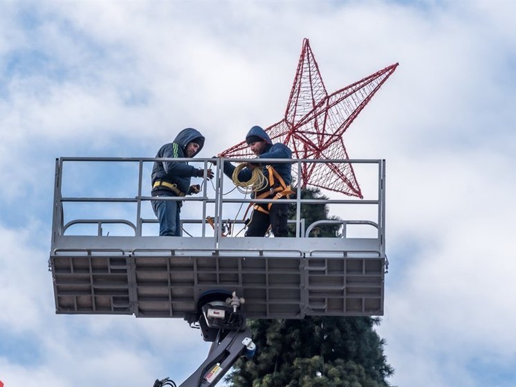 В центре Луганска установили новогоднюю елку